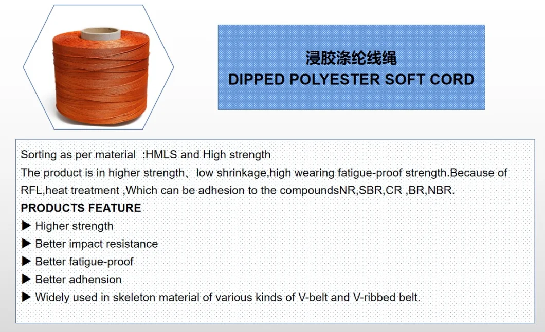 Hmls 1000d Polyester High Tenacity Industrial Yarn for Synchronous Belt